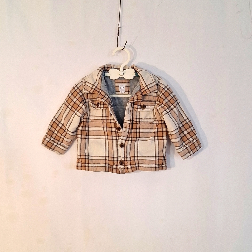 Baby Gap Boys Jacket Flannel Brown Lined 18-24